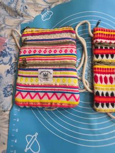 Boho Embroidered Zipper Pouch Sling Bag