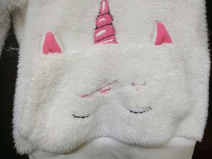 Girls White Unicorn Hoodie