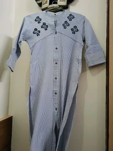 Striped Embroidered Kurti