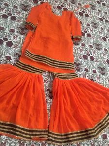 coral Sharara Set with Golden blackBorder