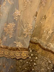 🌸Elegant Gold Embellished Poncho Dress