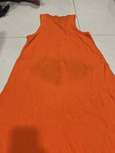Vibrant Orange Ribbed Tank Dress