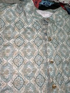 Light Blue Geometric Print Kurta for men …..🗯️🔥