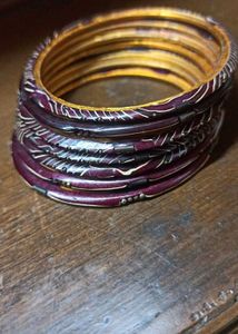 Exquisite Maroon & Gold Bangles Set