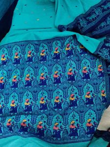 Beautiful Blue Saree with Intricate Design