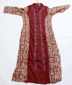 Maroon Printed Kurta