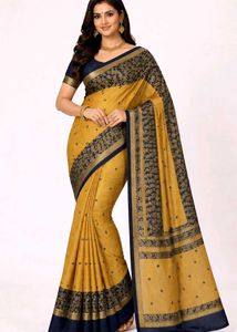 two peices Elegant Yellow & Navy Saree