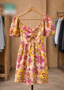 Boho Floral Puff Sleeve Mini Dress