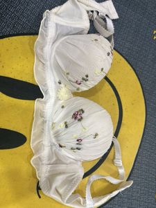 Embroidered White Bra