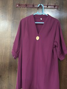 Stylish Purple Kurti with Gold Button
