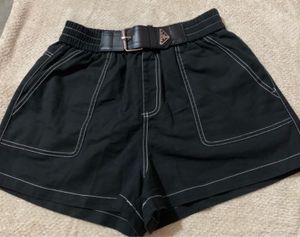 Belted Black Shorts