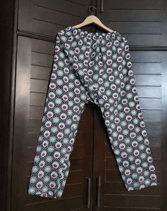 Black White Floral Print Kurta Set with Dupatta