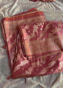 Pink Silk Saree with Stitched blouse (Women’s)