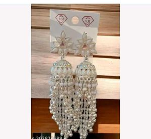 Stylish White Silver Jhumka/Jhumki ....