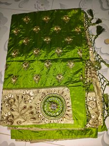 Embroidered Silk Saree with Blouse Piece