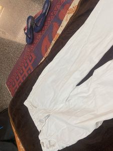 Cream Wide Leg Jeans