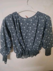 Chic Floral Print Puff Sleeve Top