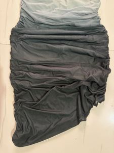 ruched one shoulder ombre bodycon midi dress