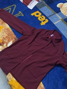 Burgundy Open Front Blazer