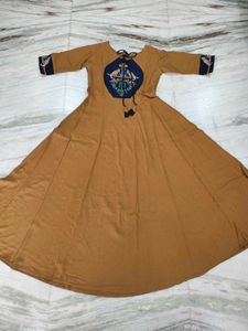Elegant Brown Anarkali Dress