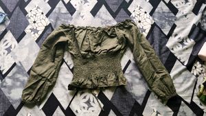 Olive Green Off-Shoulder Corset Top