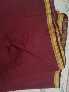 Elegant Maroon Saree with Gold Border