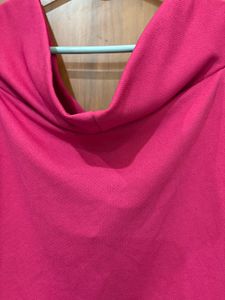 Elegant Fuchsia Pink Cowl Neck Sleeveless Party To