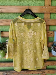 Yellow Chikenkari Kurta