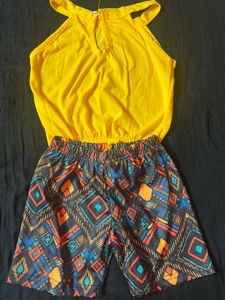 Girls' Two-Piece Outfit - Yellow &amp; Patterned
