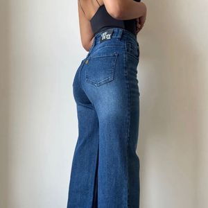 Blue Wide Leg Denim Jeans