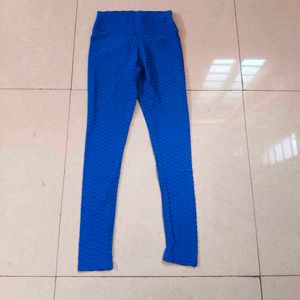 viral tik tok tight/Vibrant Blue Textured Leggings