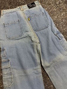 Off Duty Blue Boyfriend Cargo Wide Leg Denims