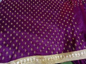 Elegant Maroon Embroidered Saree With Blouse