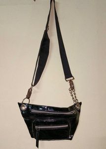 Chic Black Patent Crossbody Bag