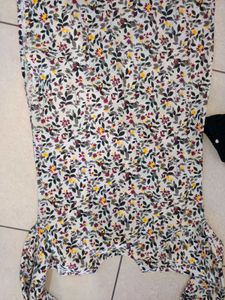 Floral Print Kurta with Black Bottom