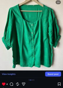 Vibrant Green Square Neck Blouse