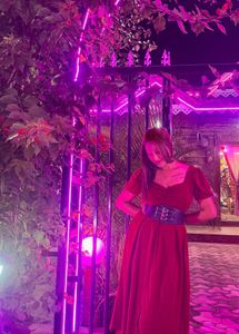 Women A-line Maroon Knee Length Dress