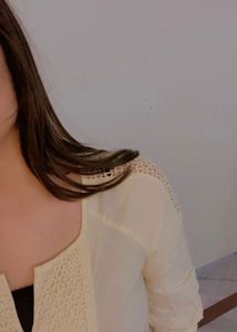 Cream Lace Detail Casual Top
