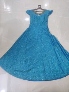 Beautiful Blue Designer Anarkali Suit Set with Dup