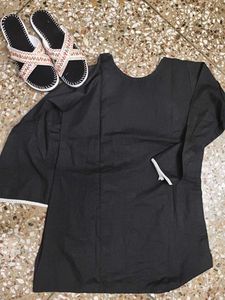 Stylish Black Kurta with White Lace Trim