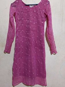 Pink Embroidered Kurta