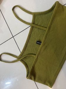 H&amp;M Ribbed Green Spaghetti Strap Tank Top
