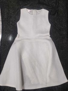 White party wear frock with net embroidered detail