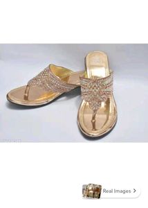 new Embellished Gold Flat Sandals