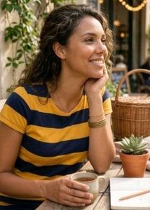 Classic Navy &amp; Yellow Striped Cotton Tee