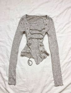 Ribbed Knit Cropped Cardigan Top
