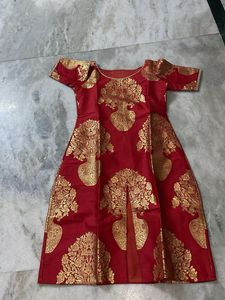 Red & Gold Patterned Kurta