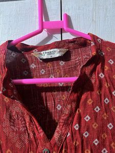 Red Printed Kurta