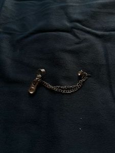 Silver Chain Ear Cuff with Stones