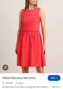 Coral Ribbed Sleeveless Mini Dress